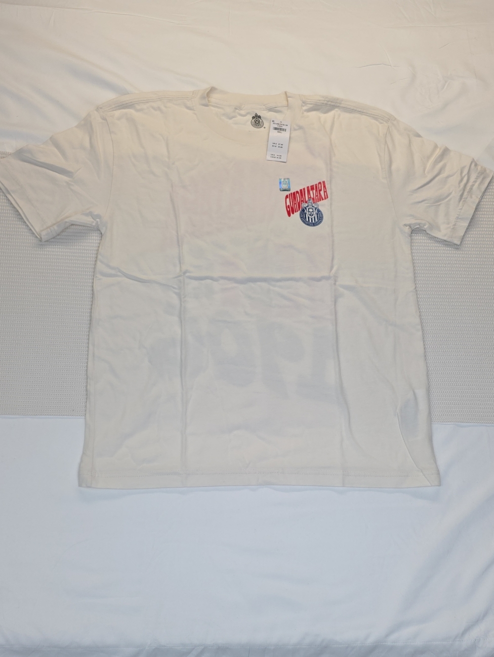 Hollister White Crewneck with Red & Blue Chest Graphic Small
